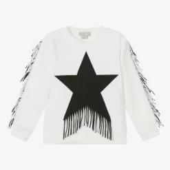 Stella McCartney Kids Tops*Girls Ivory Star Fringe Sweatshirt