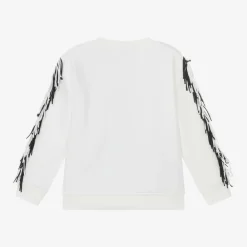 Stella McCartney Kids Tops*Girls Ivory Star Fringe Sweatshirt