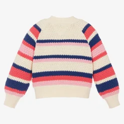 Tommy Hilfiger Tops*Girls Ivory Striped Cotton Sweater