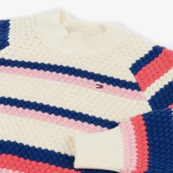 Tommy Hilfiger Tops*Girls Ivory Striped Cotton Sweater
