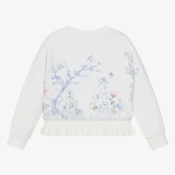 Lapin House Tops*Girls Ivory Woodland Print Cotton Sweatshirt