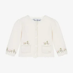 Tartine et Chocolat Tops*Girls Ivory Wool & Cashmere Knit Cardigan