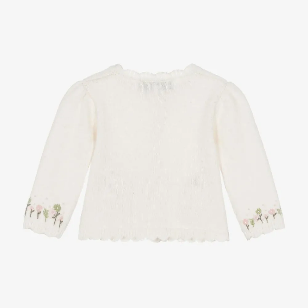 Tartine et Chocolat Tops*Girls Ivory Wool & Cashmere Knit Cardigan