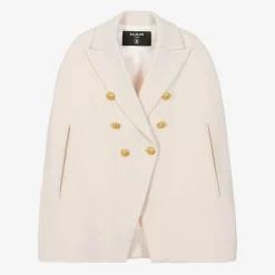Balmain Coats & Jackets*Girls Ivory Wool & Cashmere Cape