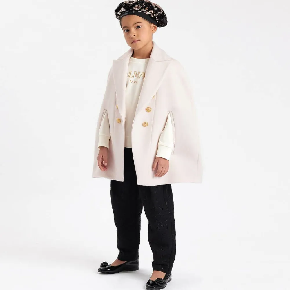 Balmain Coats & Jackets*Girls Ivory Wool & Cashmere Cape