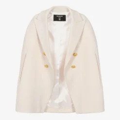 Balmain Coats & Jackets*Girls Ivory Wool & Cashmere Cape