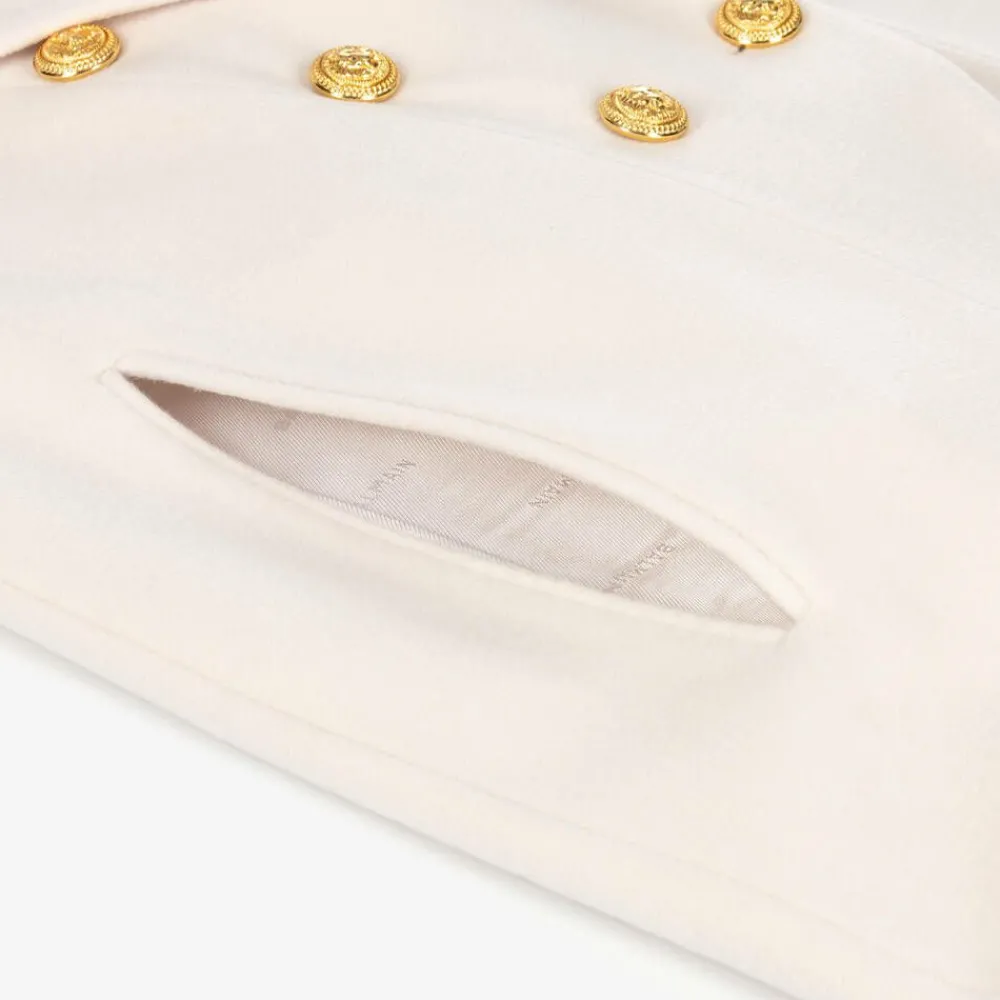 Balmain Coats & Jackets*Girls Ivory Wool & Cashmere Cape