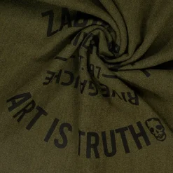 Zadigamp;Voltaire Scarves*Girls Khaki Green Viscose Insignia Scarf (174cm)