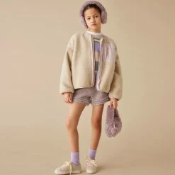 Il Gufo Shorts*Girls Lilac Purple Wool Tweed Shorts