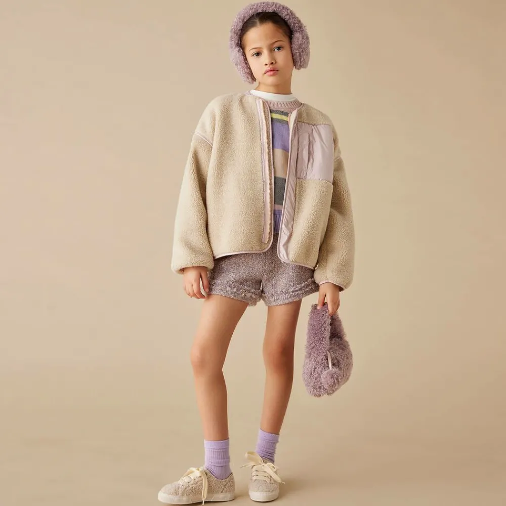 Il Gufo Shorts*Girls Lilac Purple Wool Tweed Shorts