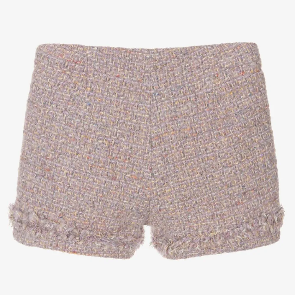 Il Gufo Shorts*Girls Lilac Purple Wool Tweed Shorts
