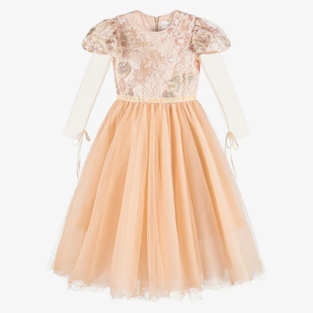 EIRENE Dresses*Girls Long Pink Sequinned Tulle Dress