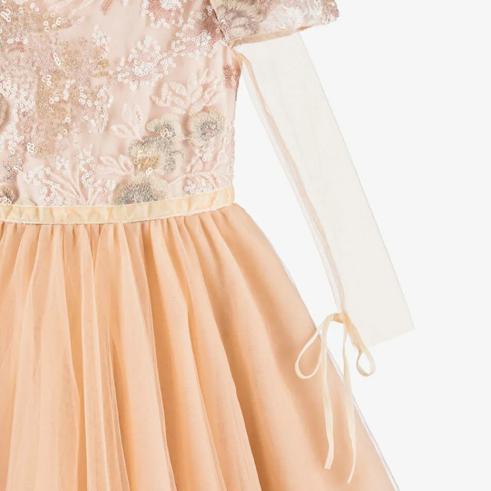 EIRENE Dresses*Girls Long Pink Sequinned Tulle Dress