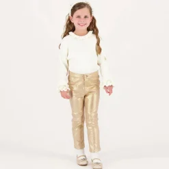 Angels Face Leggings*Girls Metallic Jeggings Gold