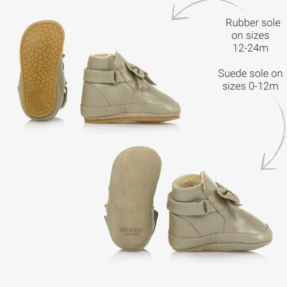 Donsje Pre Walkers|Pre Walkers*Girls Metallic Gold Leather Bow Pre-Walkers Champagne