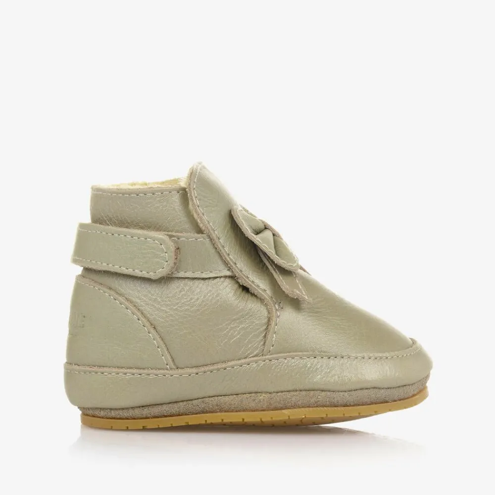 Donsje Pre Walkers|Pre Walkers*Girls Metallic Gold Leather Bow Pre-Walkers Champagne