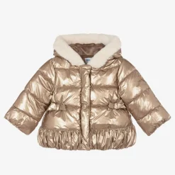 Mayoral Coats & Jackets*Girls Metallic Gold Puffer Coat