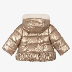 Mayoral Coats & Jackets*Girls Metallic Gold Puffer Coat