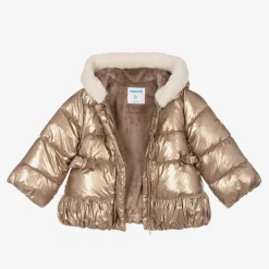 Mayoral Coats & Jackets*Girls Metallic Gold Puffer Coat