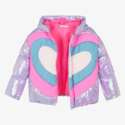 Billieblush Coats & Jackets*Girls Metallic Purple Heart Puffer Jacket