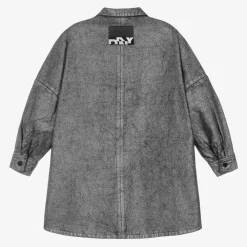 DKNY Dresses*Girls Metallic Silver Denim Dress