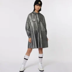 DKNY Dresses*Girls Metallic Silver Denim Dress