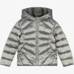Mayoral Coats & Jackets*Girls Metallic Silver Puffer Jacket