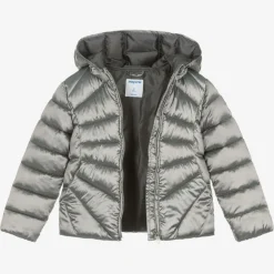 Mayoral Coats & Jackets*Girls Metallic Silver Puffer Jacket