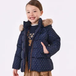 Mayoral Coats & Jackets*Girls Navy Blue & Beige Puffer Jacket