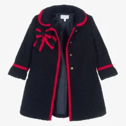 Patachou Coats & Jackets*Girls Navy Blue Bouclé Coat