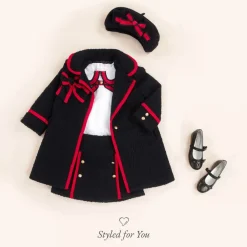 Patachou Coats & Jackets*Girls Navy Blue Bouclé Coat