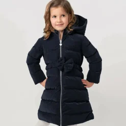 Caramelo Kids Coats & Jackets*Girls Navy Blue Bow Puffer Coat