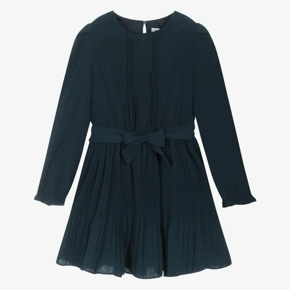 Mayoral Dresses*Girls Navy Blue Chiffon Pleated Dress