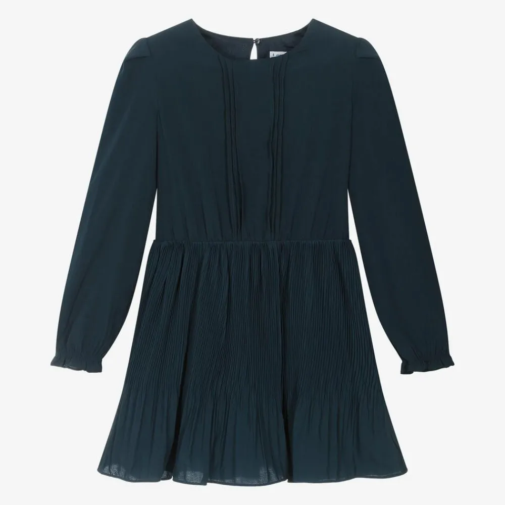 Mayoral Dresses*Girls Navy Blue Chiffon Pleated Dress