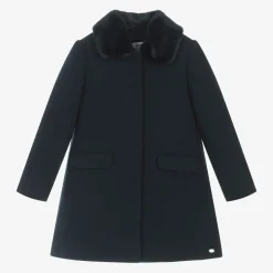 Tartine et Chocolat Coats & Jackets*Girls Navy Blue Collared Coat