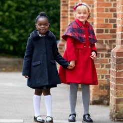 Tartine et Chocolat Coats & Jackets*Girls Navy Blue Collared Coat