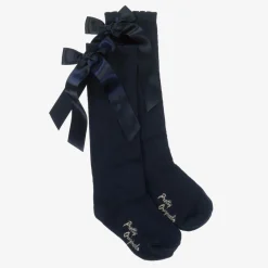 Pretty Originals Socks*Girls Navy Blue Cotton Bow Socks