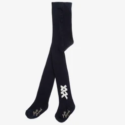 Pretty Originals Tights*Girls Navy Blue Cotton Bow Tights