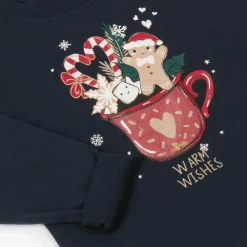 NAME IT Tops*Girls Navy Blue Cotton Festive Top