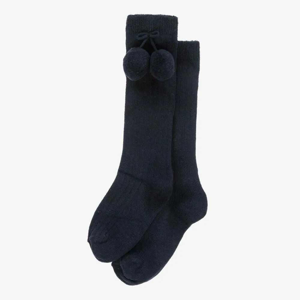 Carlomagno Socks*Girls Navy Blue Cotton Knee Length Socks