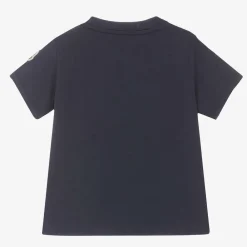 Moncler Enfant Tops*Girls Navy Blue Cotton Logo T-Shirt