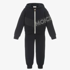 Moncler Enfant Tracksuits*Girls Navy Blue Cotton Logo Tracksuit