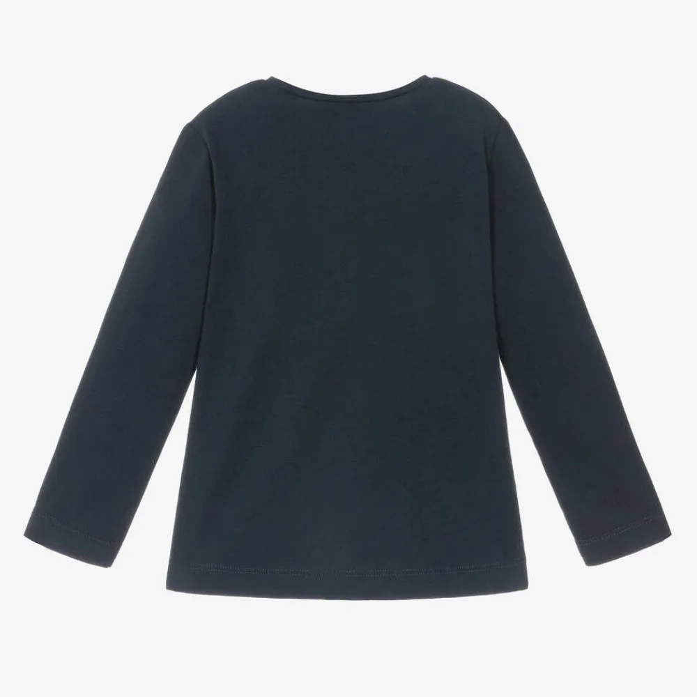 Mayoral Tops*Girls Navy Blue Cotton Outfit Print Top