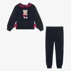 Patachou Tracksuits*Girls Navy Blue Cotton Teddy Tracksuit