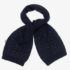 iDO Baby Scarves|Scarves*Girls Navy Blue Diamanté Knitted Scarf