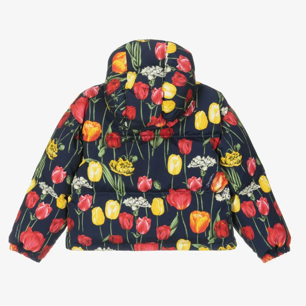 Dolce amp; Gabbana Coats & Jackets*Girls Navy Blue Down Padded Tulip Jacket