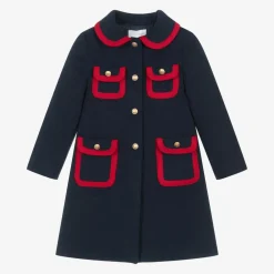 Patachou Coats & Jackets*Girls Navy Blue Felted Coat