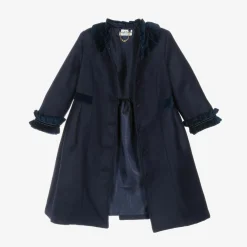 Sarah Louise Coats & Jackets*Girls Navy Blue Felted Hat & Coat Set