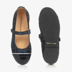 Childrensalon Occasions Bar Shoes|Bar Shoes*Girls Navy Blue Glittery Mary Jane Shoes