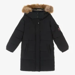 Töastie Coats & Jackets*Girls Navy Blue Hooded Parka Coat